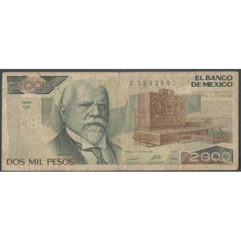 Mexico, 2.000 Pesos 28 Mar 1989 Serie DZ P86c