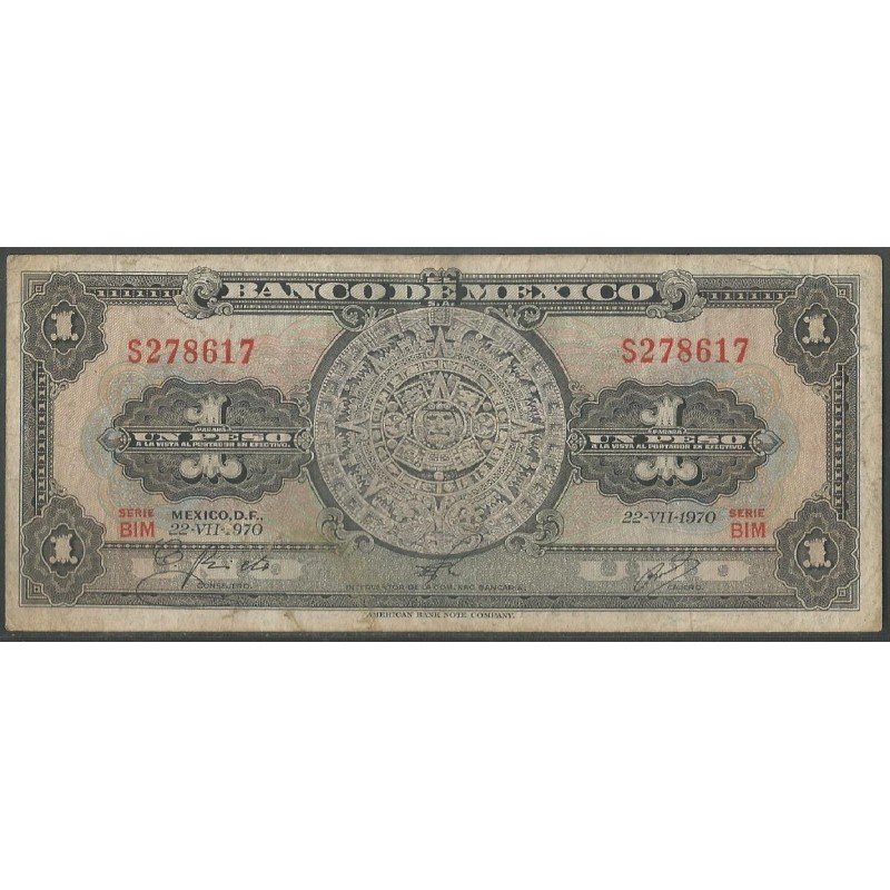 Mexico, 1 Peso 22 Jul 1970 Serie BIM P59l