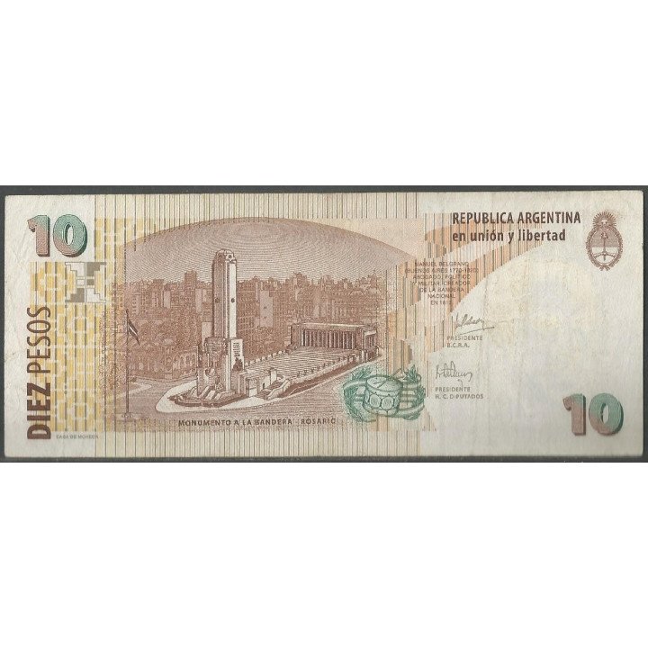 Argentina 10 Pesos ND2003 Serie I P354a reverso