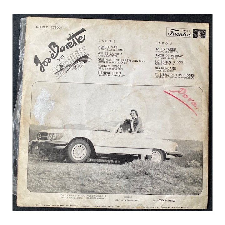 Jose Barette y el Miramar Colombia 1979 reverso