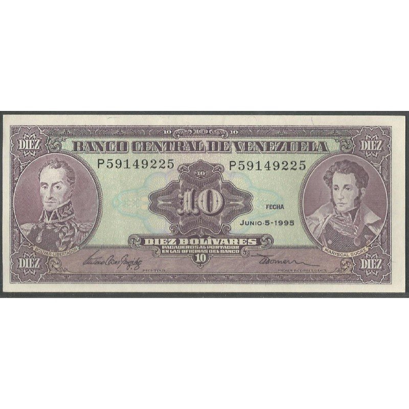 Venezuela, 10 Bolivares 5 Jun 1995 P8 Dig P61d