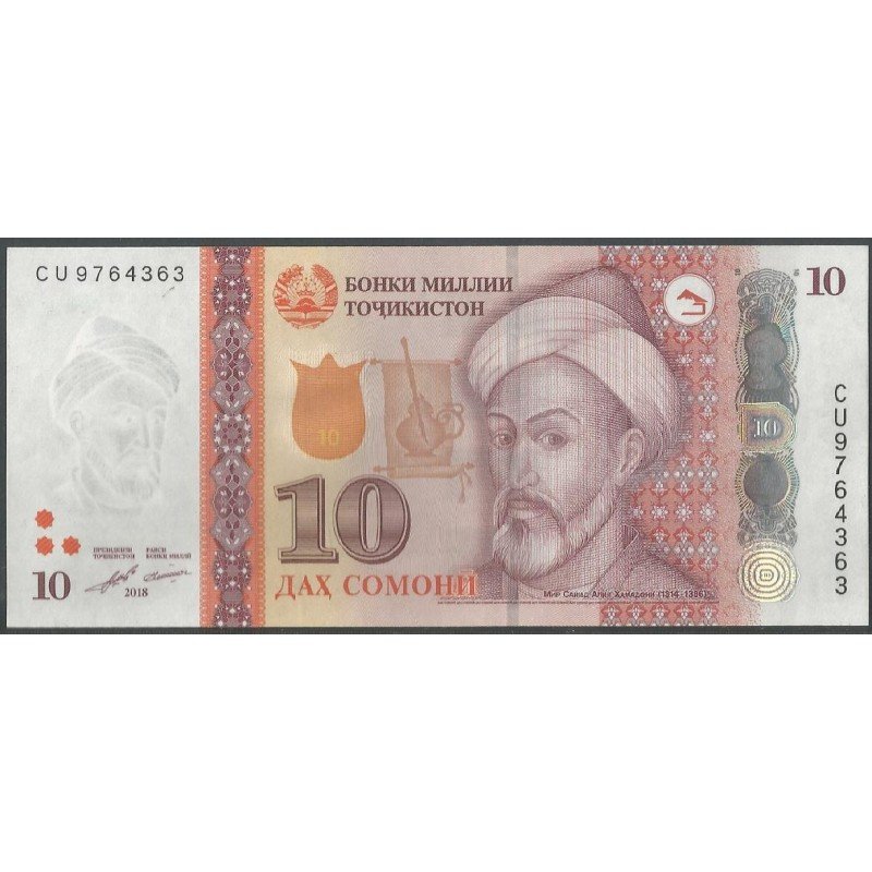 Tajikistan, 10 Somoni 2018 P24a