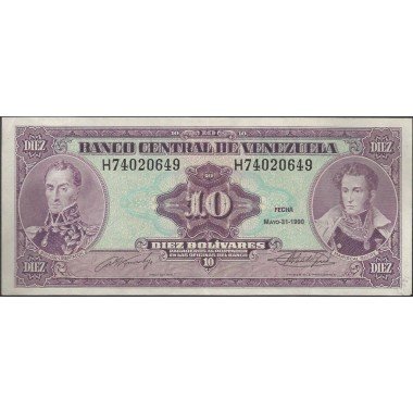 Venezuela, 10 Bolivares 31 May 1990 H 8 Dig P61b