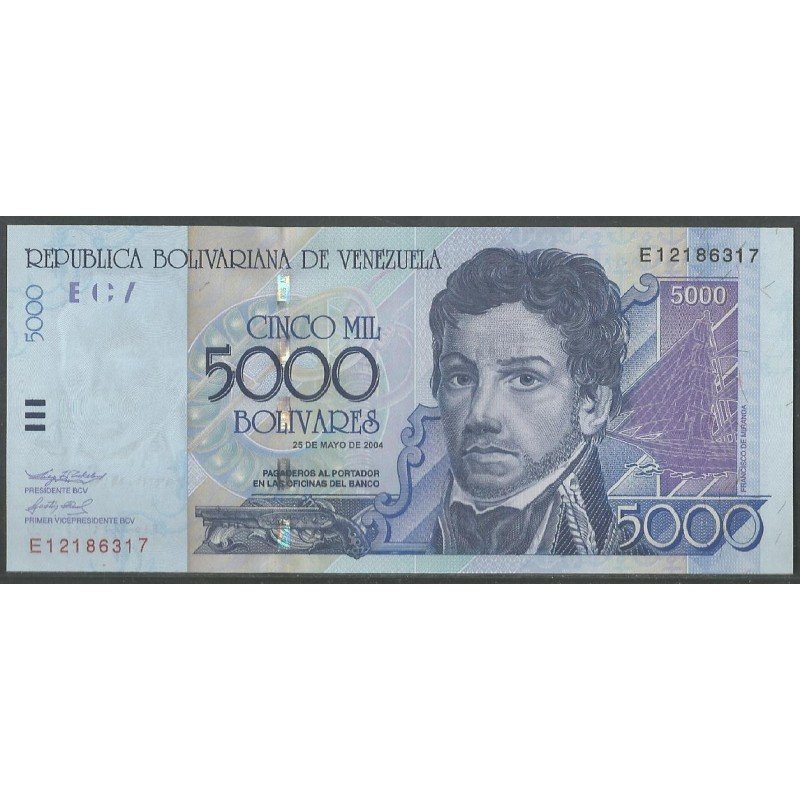 Venezuela, 5.000 Bolivares 25 May 2004 E 8 Dig P84c
