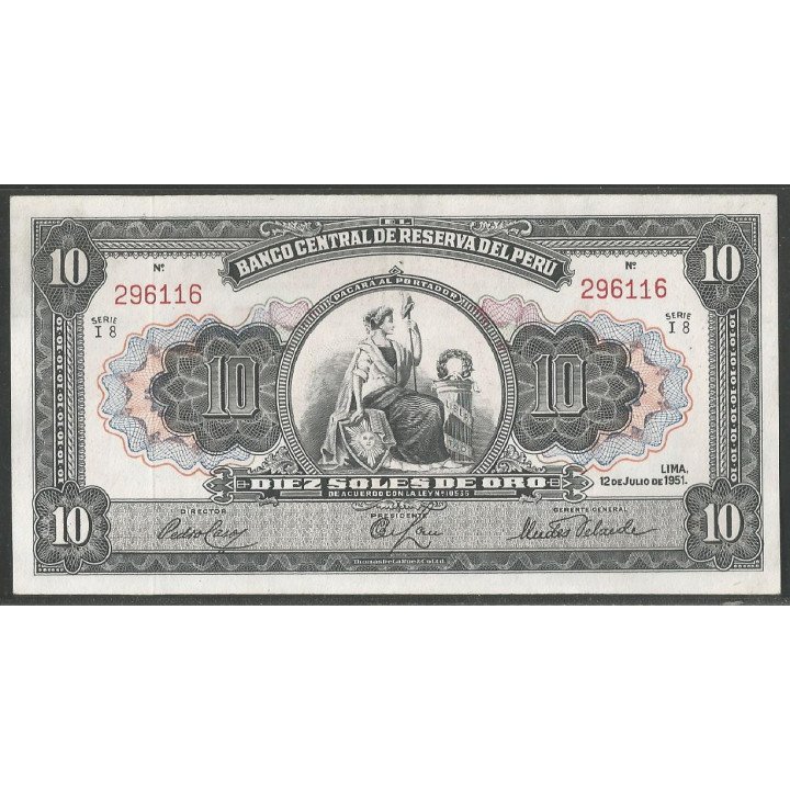 Peru 10 Soles 12 Jul 1951 P71a