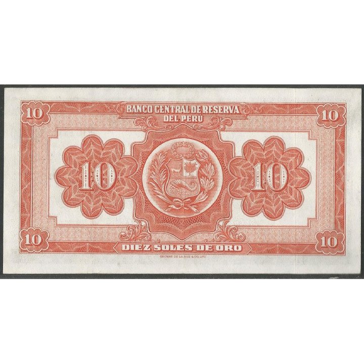 Peru 10 Soles 12 Jul 1951 P71a reverso