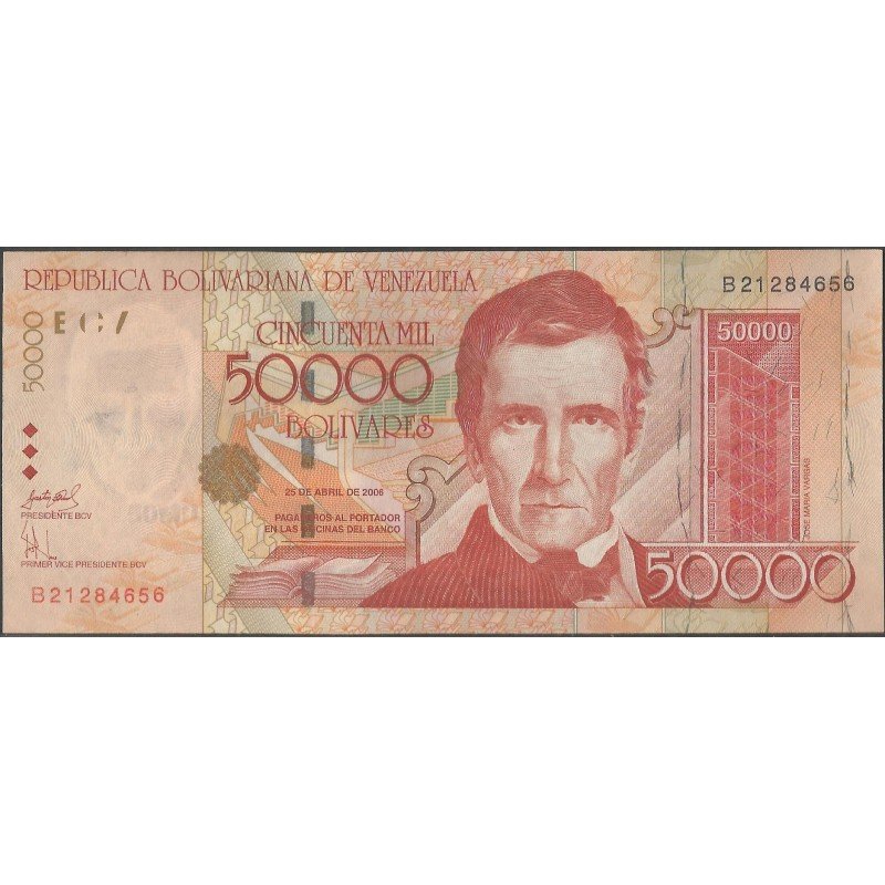 Venezuela, 50.000 Bolivares 25 Abr 2006 B 8 Dig P87b