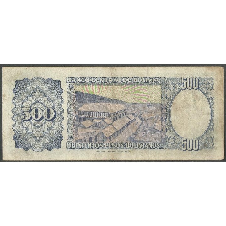 Bolivia 500 Pesos Bolivianos 1 Jun 1981 B P166a reverso
