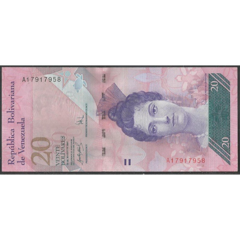 Venezuela, 20 Bolivares 20 Mar 2007 A 8 Dig P91a