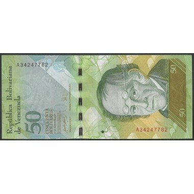 Venezuela, 50 Bolivares 20 Mar 2007 A 8 Dig P92a