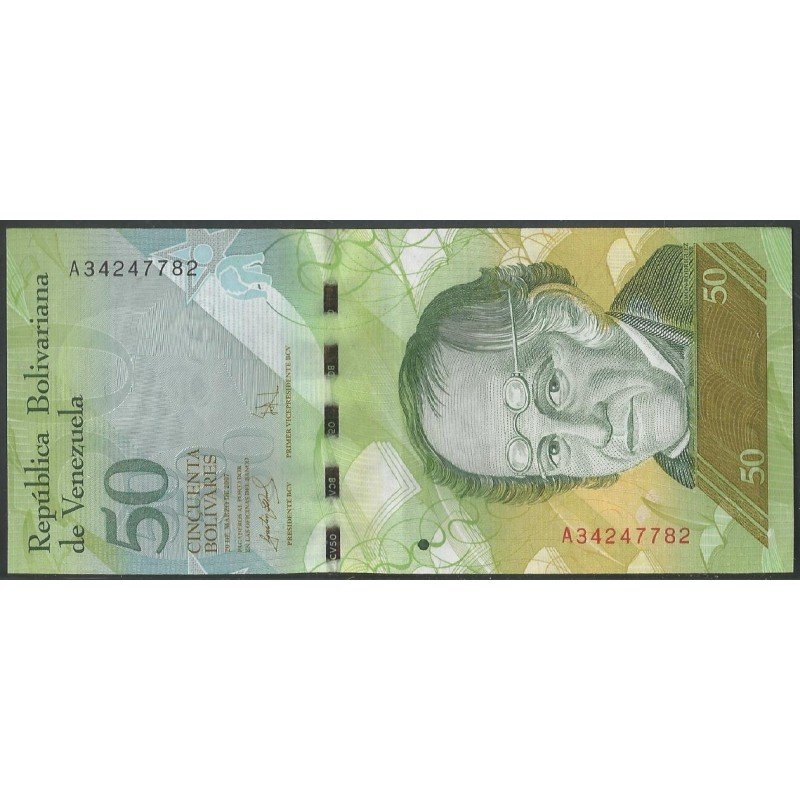 Venezuela, 50 Bolivares 20 Mar 2007 A 8 Dig P92a