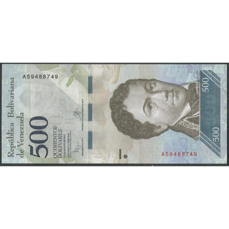 Venezuela, 500 Bolivares 18 Ago 20162 A 8 Dig P94a