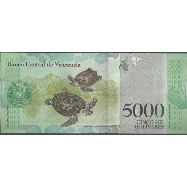 Venezuela, 5.000 Bolivares 18 Ago 2016 A 8 Dig P97a