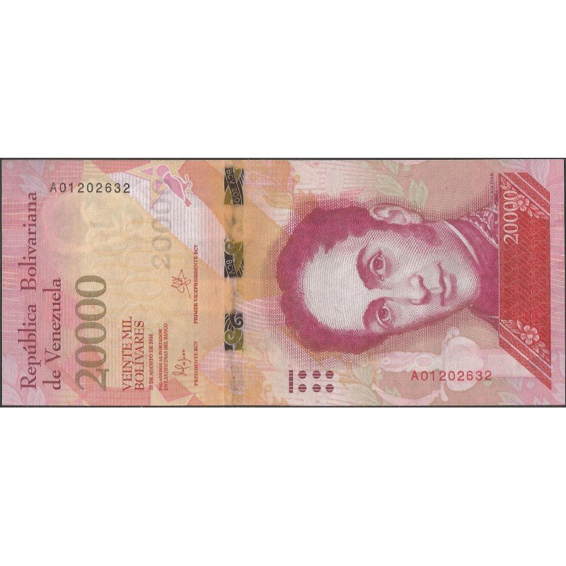 Venezuela, 20.000 Bolivares 18 Ago 2016 A 8 Dig P99a