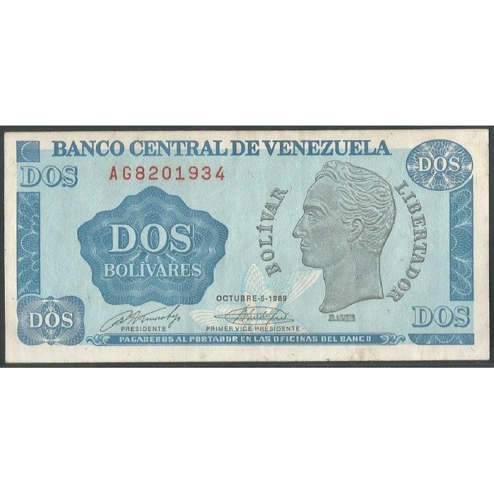 Venezuela 2 Bolivares 5 Oct 1989 AG 7 Dig P69