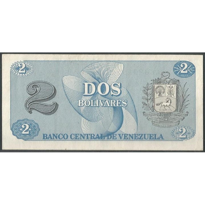 Venezuela 2 Bolivares 5 Oct 1989 AG 7 Dig P69 reverso