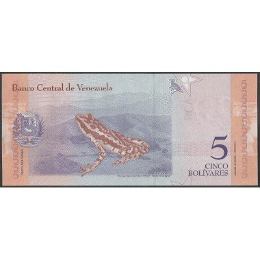 Venezuela, 5 Bolivares 15 Ene 2018 B 8 Dig P102