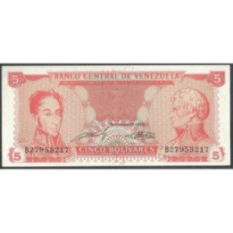 Venezuela 5 Bolivares 21 Sep 1989 B 8 Dig P70b