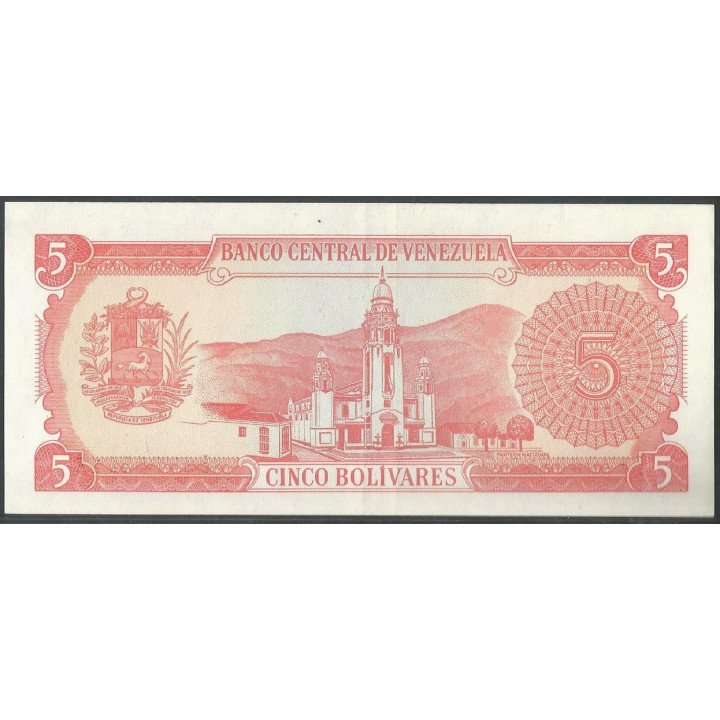 Venezuela 5 Bolivares 21 Sep 1989 B 8 Dig P70b reverso