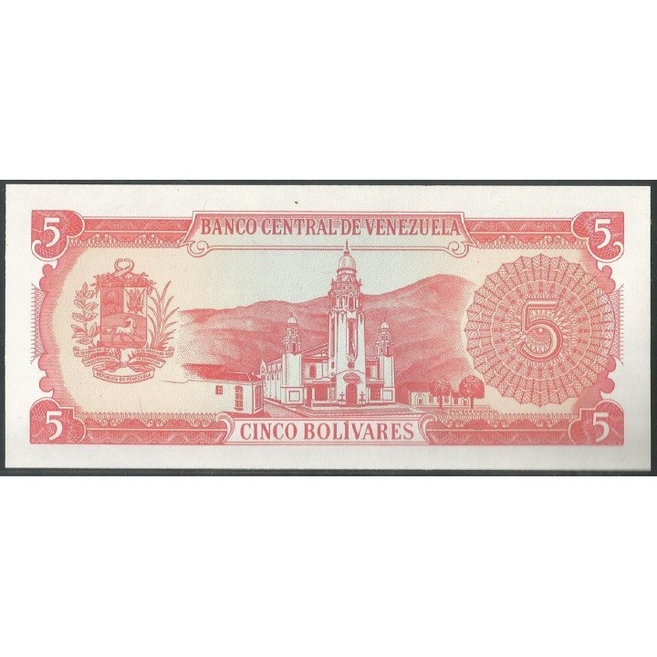Venezuela 5 Bolivares 21 Sep 1989 H 8 Dig P70b reverso