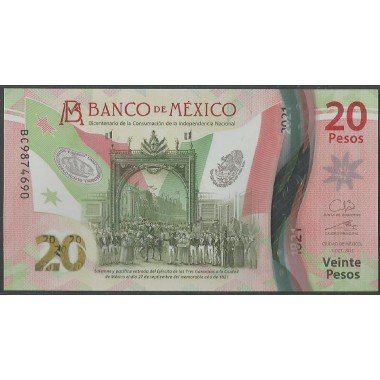 Mexico, 20 Pesos 5 Oct 2021 Serie BC P132