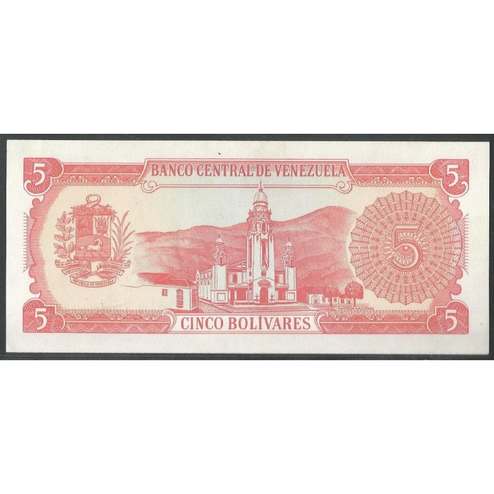 Venezuela 5 Bolivares 21 Sep 1989 L 8 Dig P70b reverso