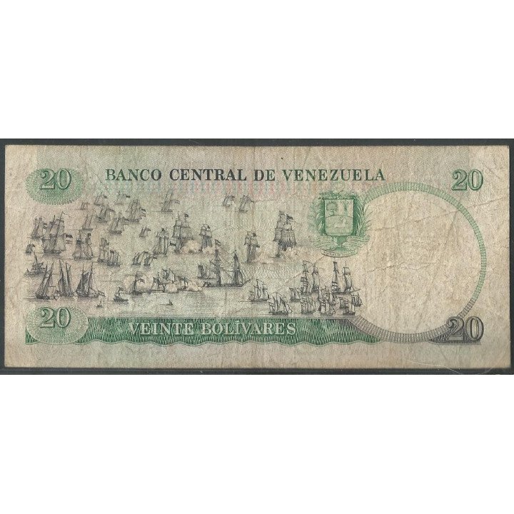 Venezuela 20 Bolivares 20 Oct 1987 A 8 Dig P71 reverso