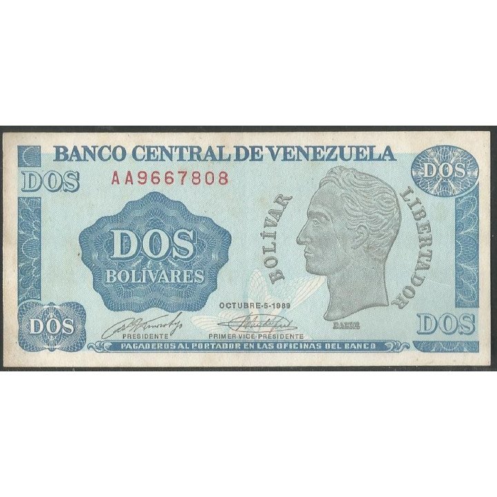 Venezuela 2 Bolivares 5 Oct 1989 AA 7 Dig P69