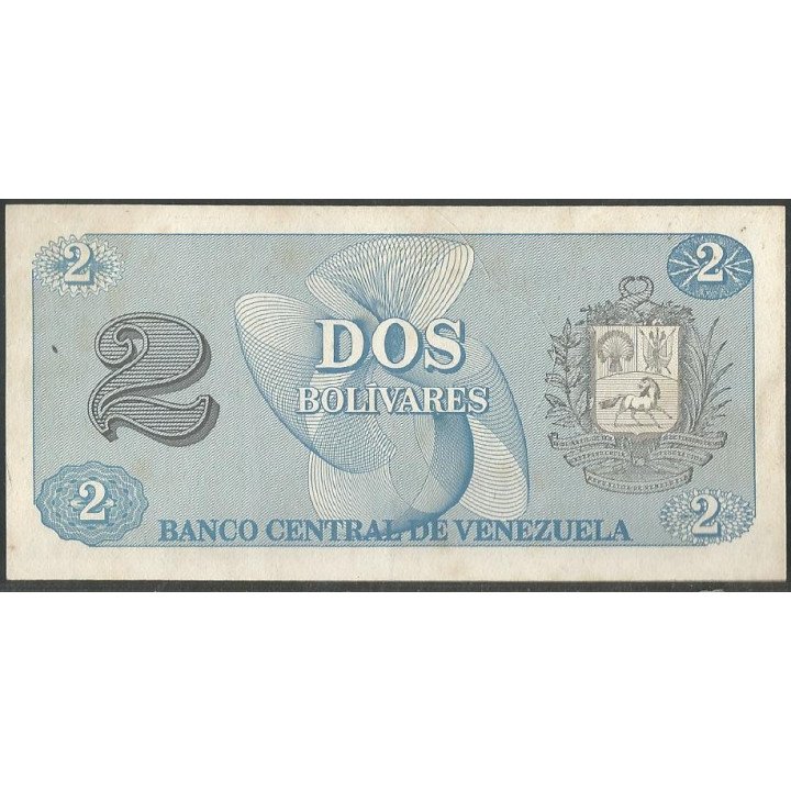 Venezuela 2 Bolivares 5 Oct 1989 AA 7 Dig P69 reverso