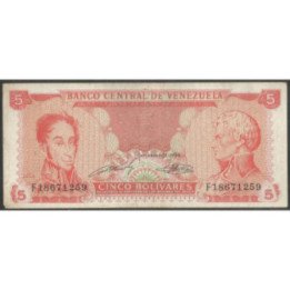 Venezuela 5 Bolivares 21 Sep 1989 F 8 Dig P70b