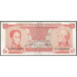 Venezuela 5 Bolivares 21 Sep 1989 K 8 Dig P70b