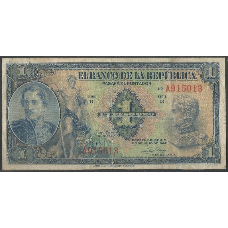 Billete de 1 Peso 20 Jul 1946 RA 6 Dig BGW029