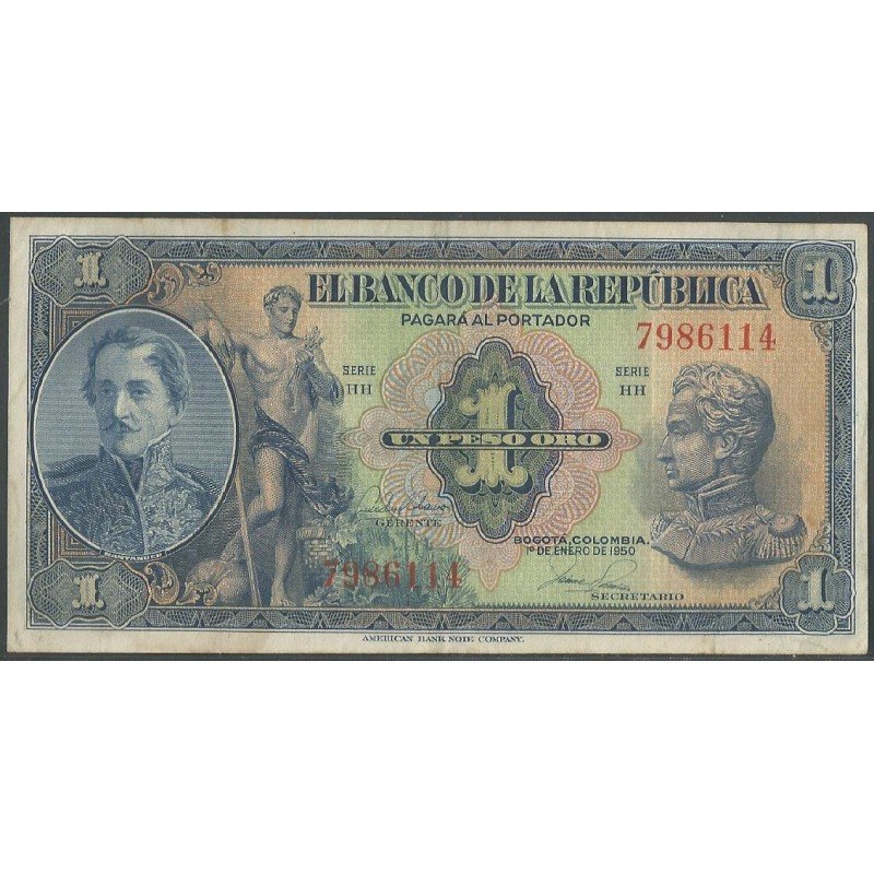 Billete de 1 Peso 1 ene 1950 7 dig. BGW041