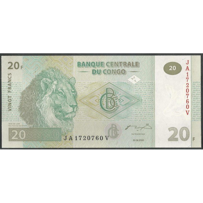 Rep. Democratica del Congo, 20 Francs 30 Jun 2003 P94A