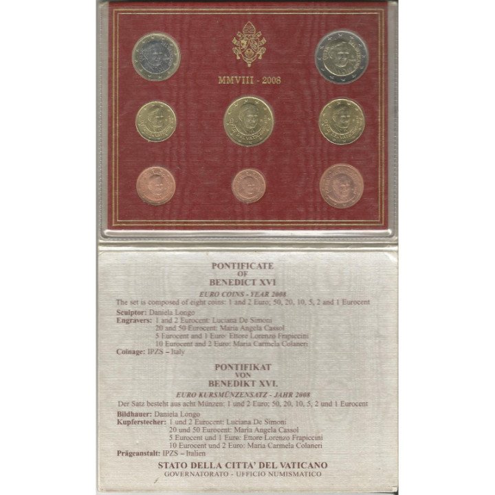 Vaticano Set monedas Euro 2008 reverso