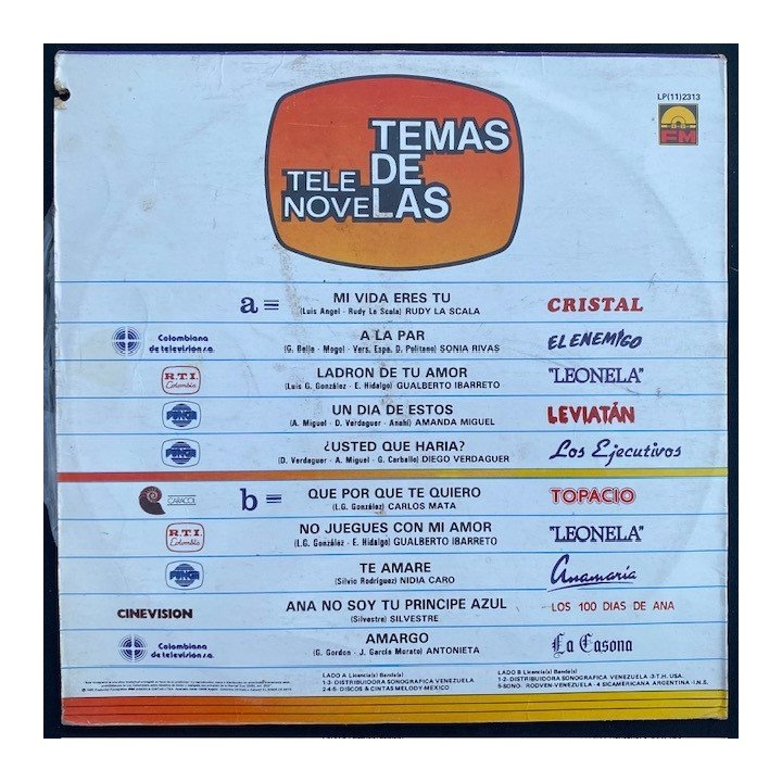 Temas de Telenovela - Colombia 1985 reverso