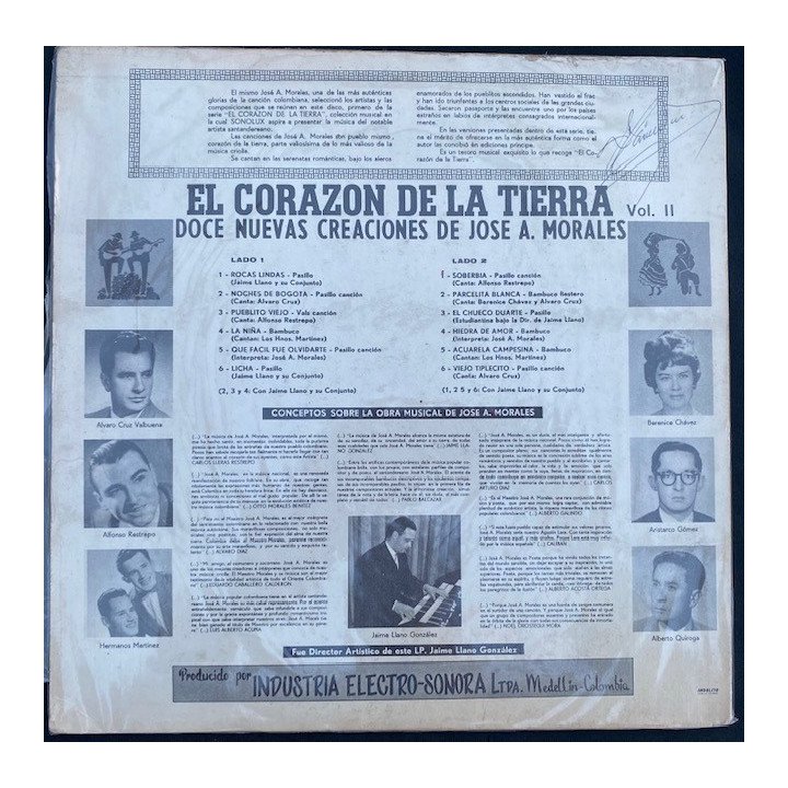 La musica y las canciones de Jose A. Morales - Colombia reverso