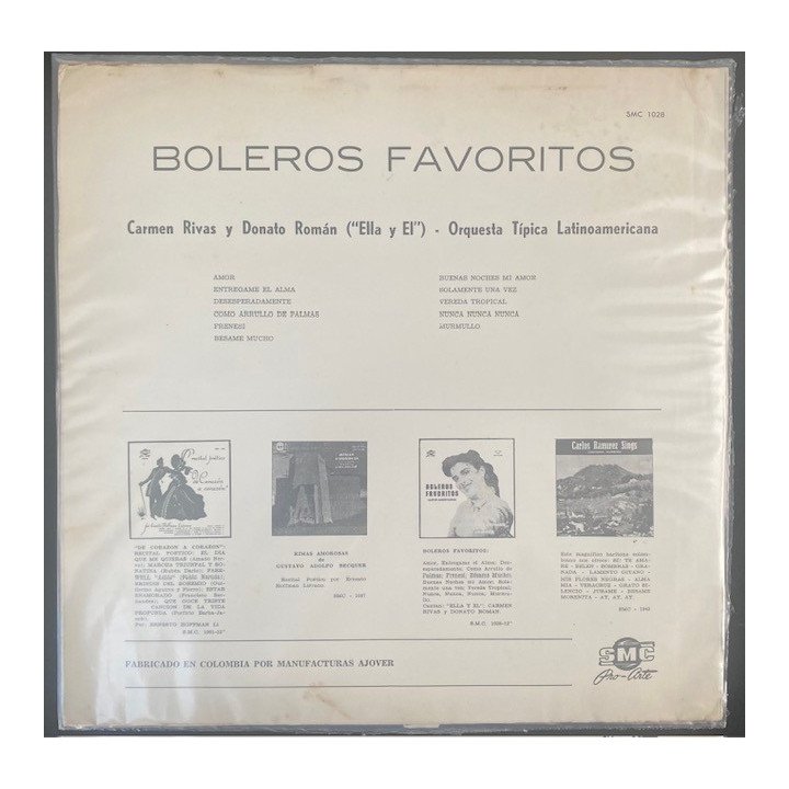Carmen Rivas y Donato Roman Heitmann Boleros favoritos - Colombia reverso