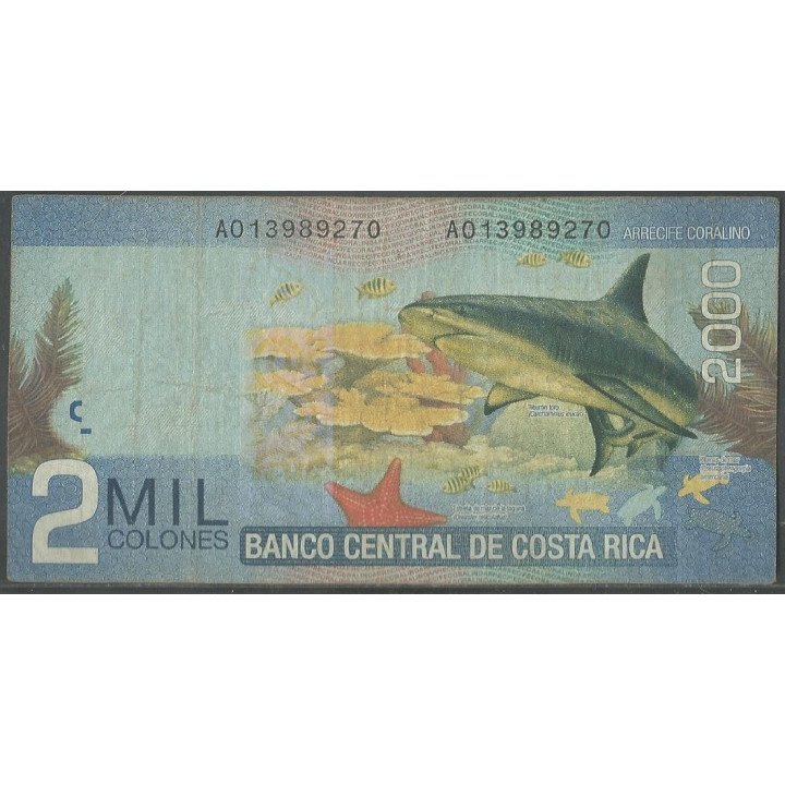 Costa Rica 2.000 Colones 2 Sep 2009 P275b reverso