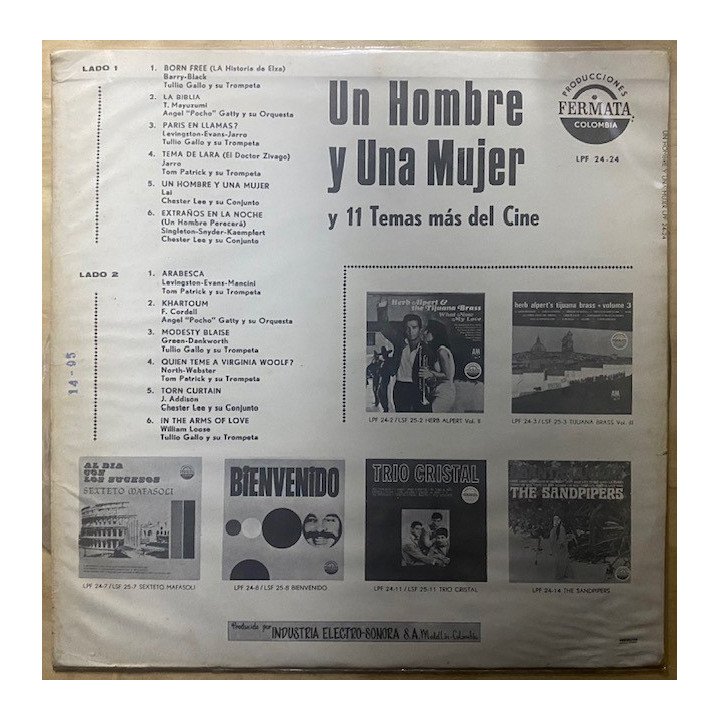 Un hombre y una mujer Banda sonora - Colombia reverso