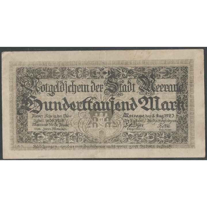 Alemania - Meerane 100.000 Mark 8 Ago 1923