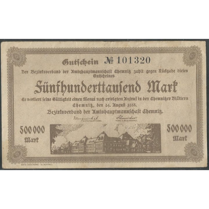 Alemania - Chemnitz 500.000 Mark 24 Ago 1923