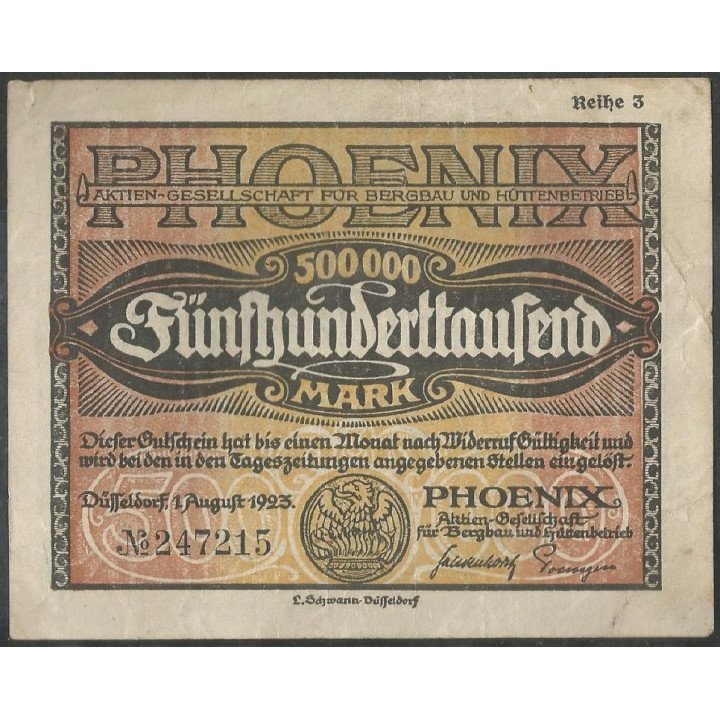 Alemania - Phoenix 500.000 Mark 1 Ago 1923