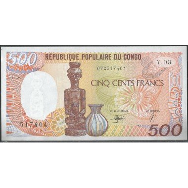 Rep Popular del Congo, 500 Francs 1 Ene 1990 P8c