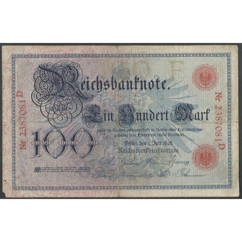 Alemania, 100 Mark 1 Jul 1898 P20a