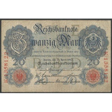 Alemania, 20 Mark 21 Abr 1910 P40c