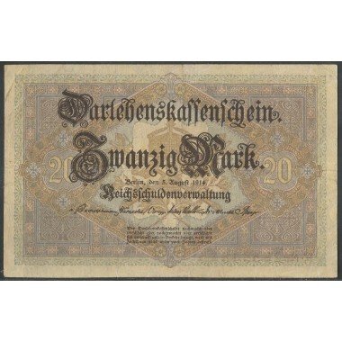 Alemania, 20 Mark 5 Ago 1914 P48b