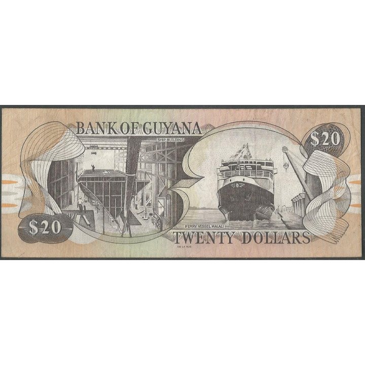 Guyana 20 Dollars ND1996 Firma 15 P30f reverso