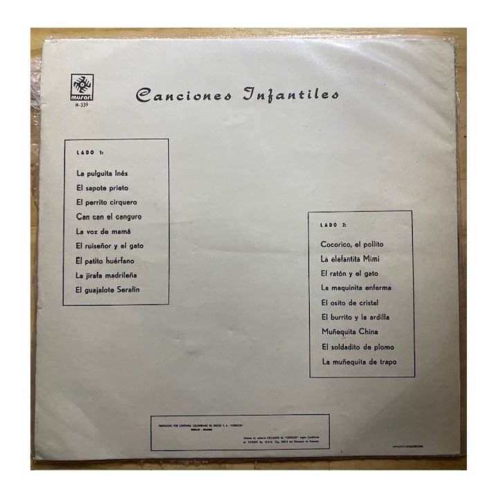 Canciones Infantiles - Colombia reverso