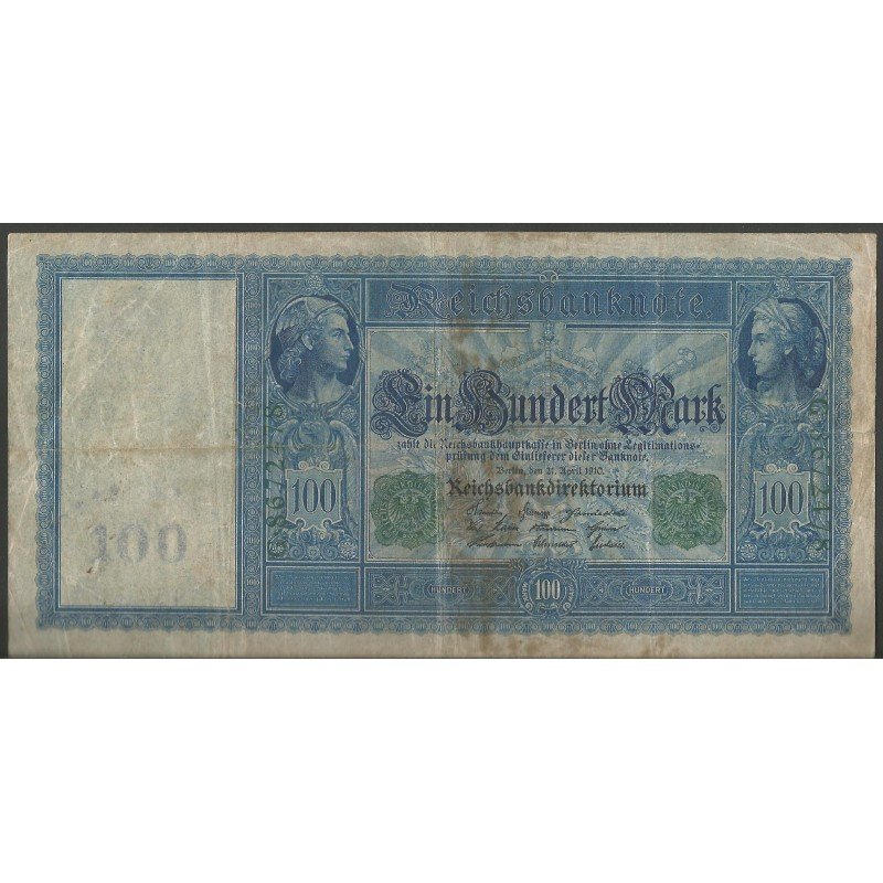 Alemania, 100 Mark 21 Abr 1910 Sello verde P43